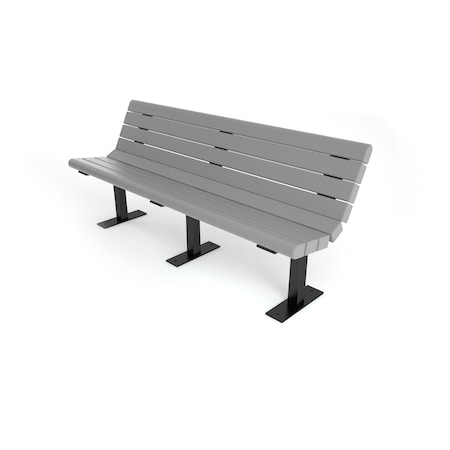 Frog Furnishings Gray 6' Jameson Bench Surface Mount w/ Black Frame PB 6GRABFJAM